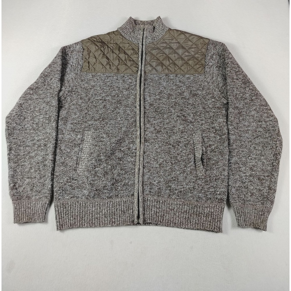 Gioberti Sweater Mens XL Brown Grandpacore Quilted Fleece Lined Cabincore Knit